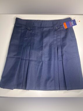 NWT French Toast Girls School Uniform Pleated Tab Skirt Navy Blue Size 18